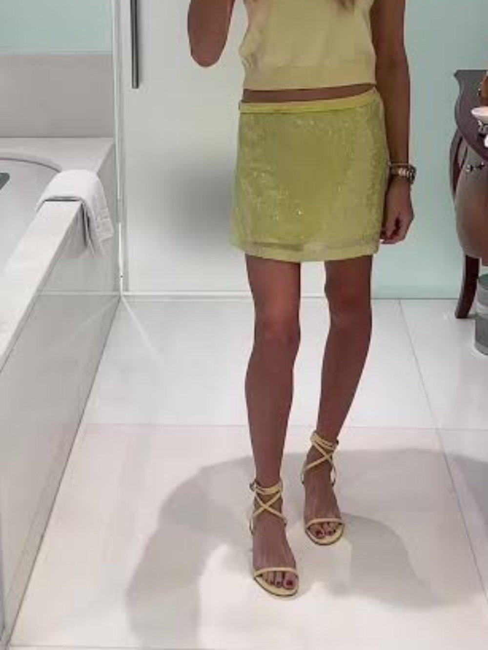 Zara yellow/chartreuse strappy sandals